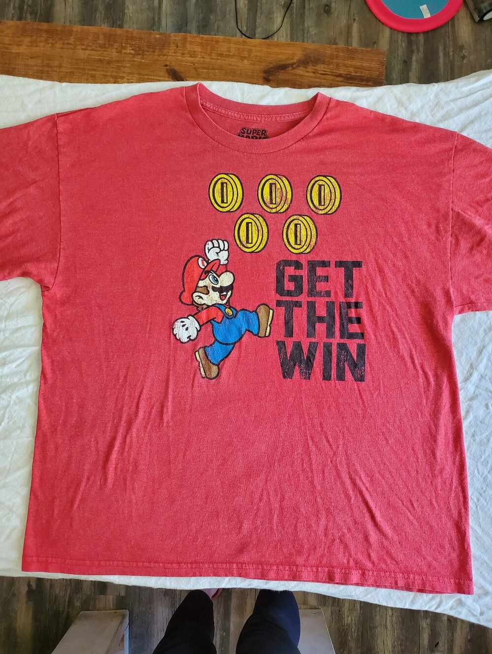 Super Mario Nintendo Mens 2XL Get The Win Graphic Tee Red Heather Licensed
